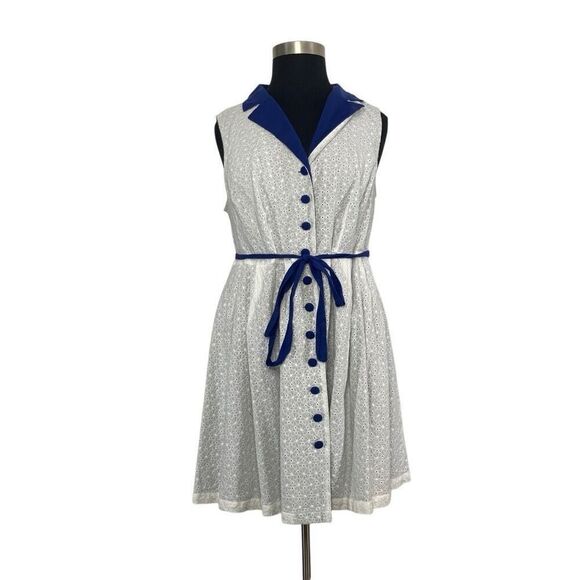 ModCloth 3X White Community Brunch Shirt Dress Cotton Cottagecore Retro 50s - Picture 2 of 10